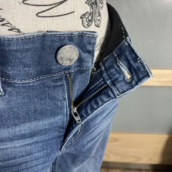 Democracy Ab Technology Skinny Jeans Women's Size 2 Dark Wash Raw Hem Ankle - Picture 7 of 9